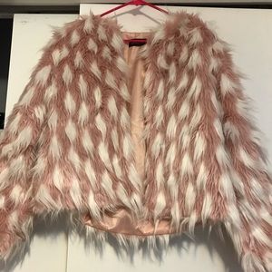 Pink and white Furry jacket